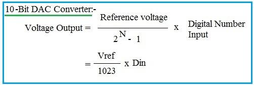 10 bit DAC conversion formula,equation