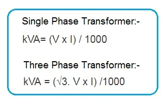 Single and 3 Phase Transformer kVA Calculator