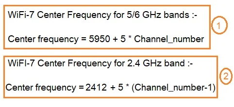 WiFi-7 channel center frequency